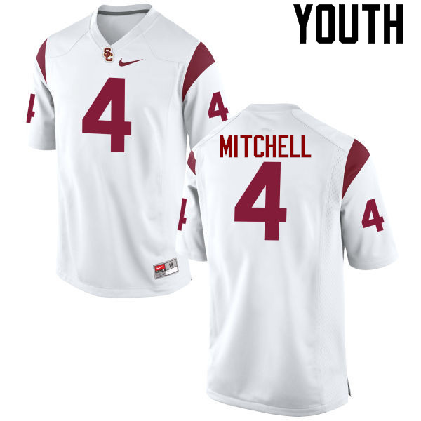 Youth #4 Steven Mitchell Jr. USC Trojans College Football Jerseys-White - Click Image to Close